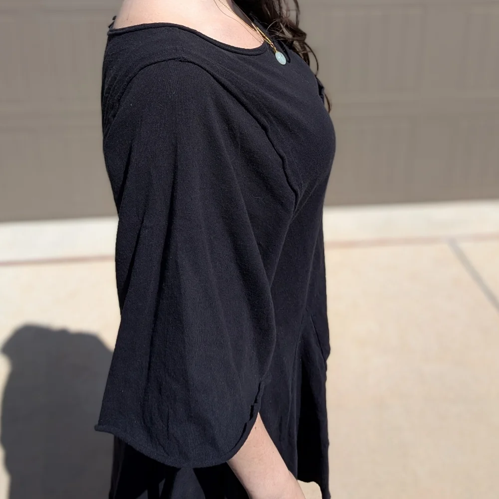 Free People Black Short-Sleeve Romper with Pocket - Picture 2 of 4